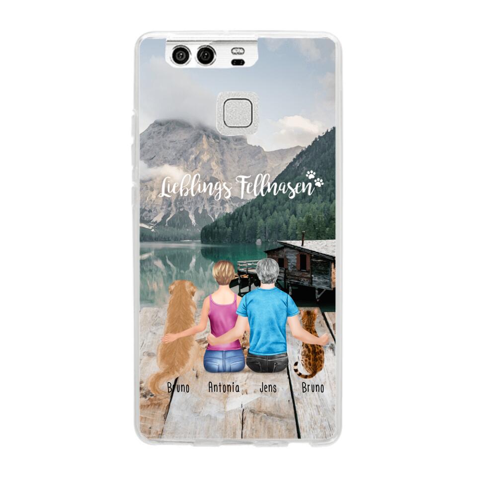 Personalisierte Handyhülle mit 1 Frau + 1 Mann + 2 Hunde/Katzen - Huawei