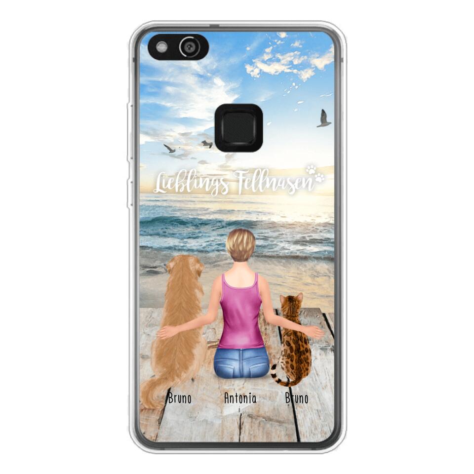 Personalisierte Handyhülle mit 1 Frau + 2 Hunde/Katzen - Huawei